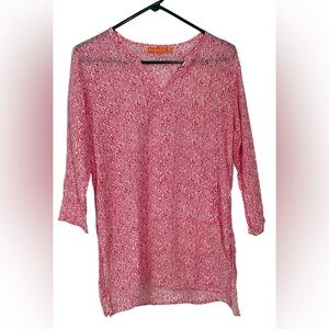 Oliphant Tunic Top Cover Women’s Small Pink V-neck Lightweight Beach Resortwear